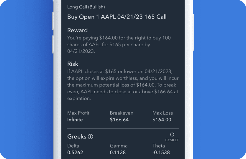 Options Analysis Card